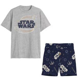 NEW Star Wars Men's Pajama Set - Heathered Gray/Navy Blue XL